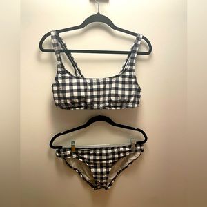 J crew black and white gingham scoop neck bikini. Size large